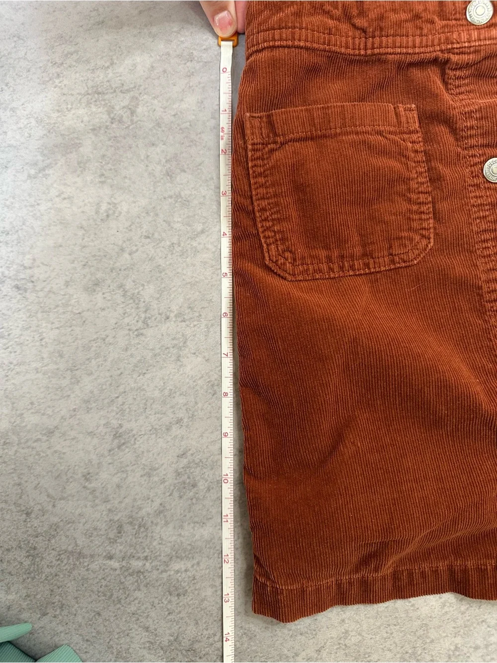 Rust Corduroy Button-Front Pinafore Dress